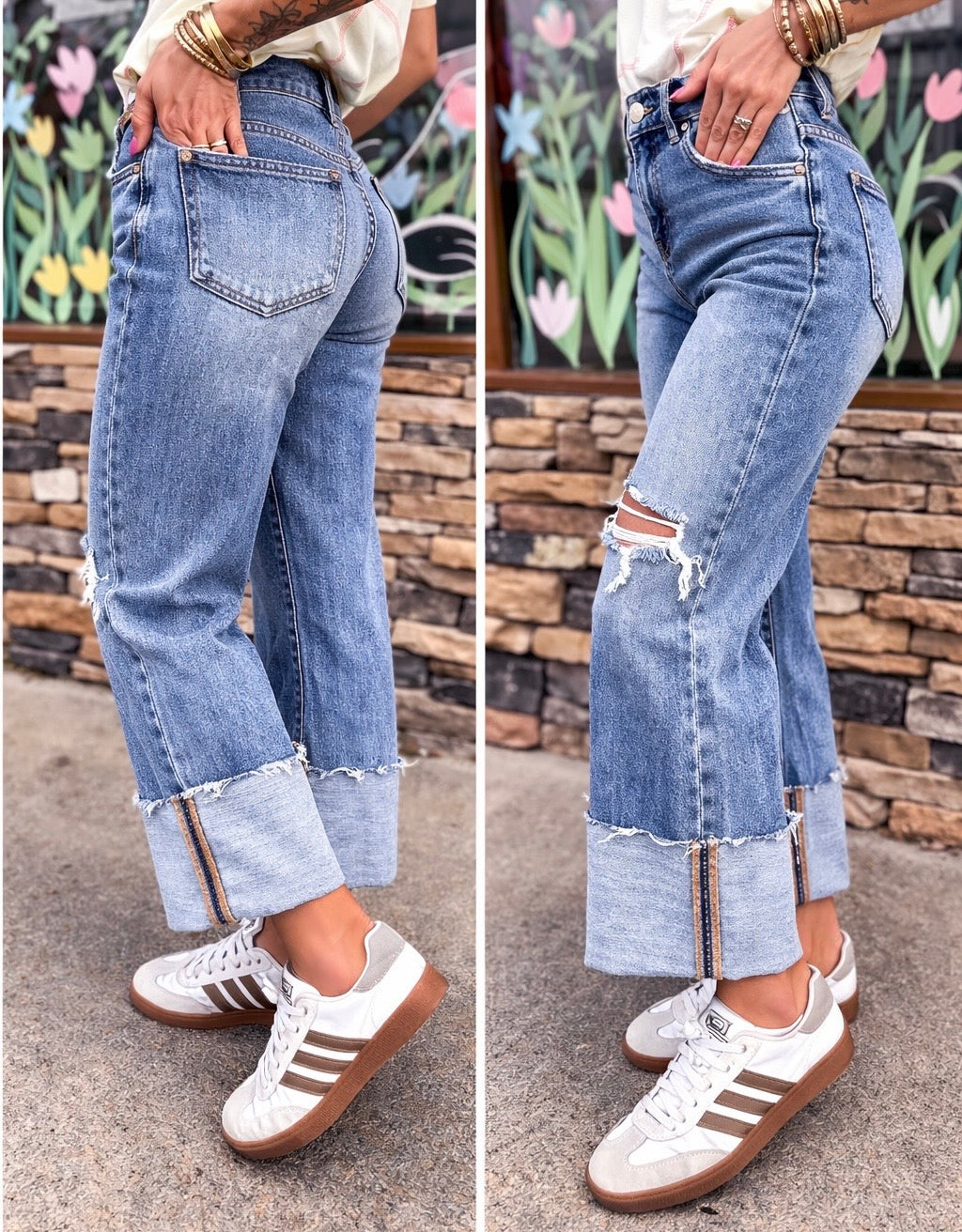 Risen High Rise Ankle Cuffed Jeans