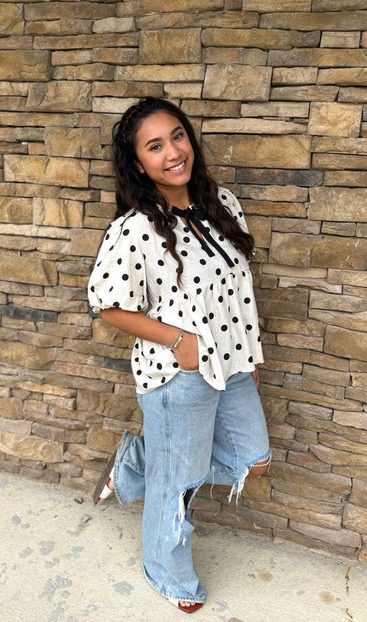 Polkadot Bow Top
