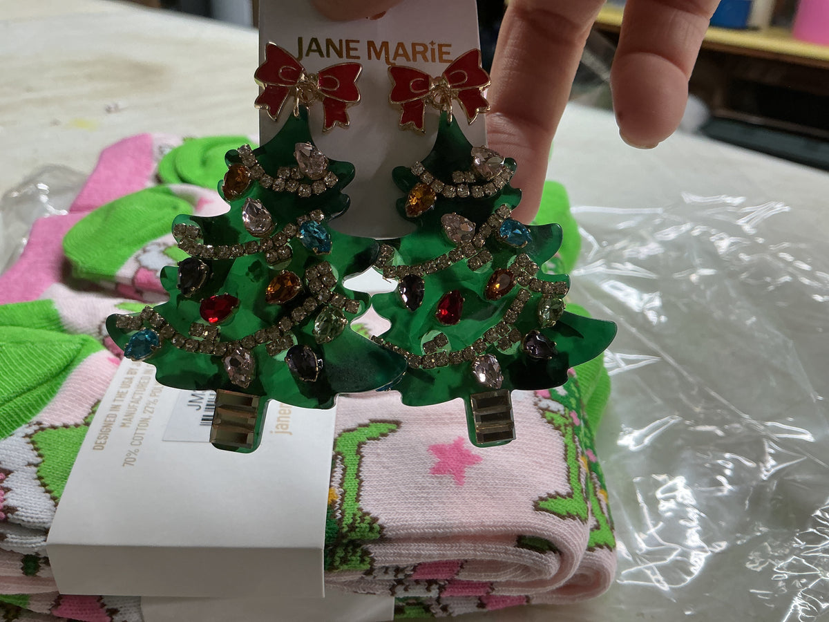 Acrylic Crystal Christmas Tree Earrings