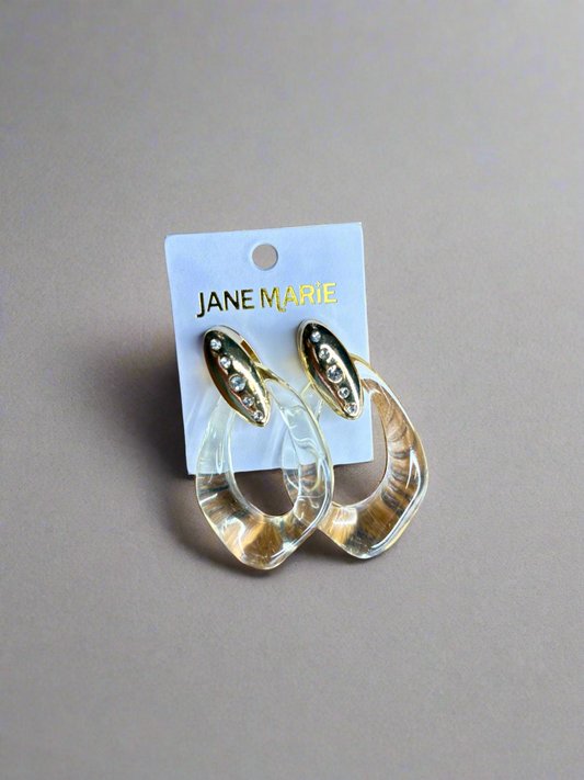 Gold Clear Post Earrings