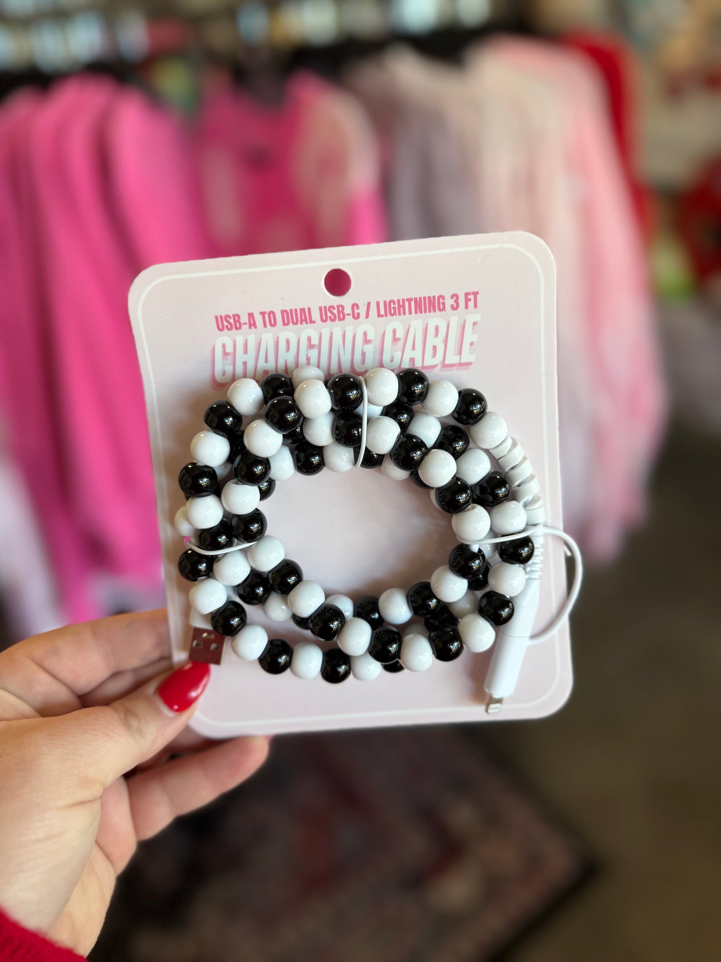 Beaded Dual USB Fast Charging Cable