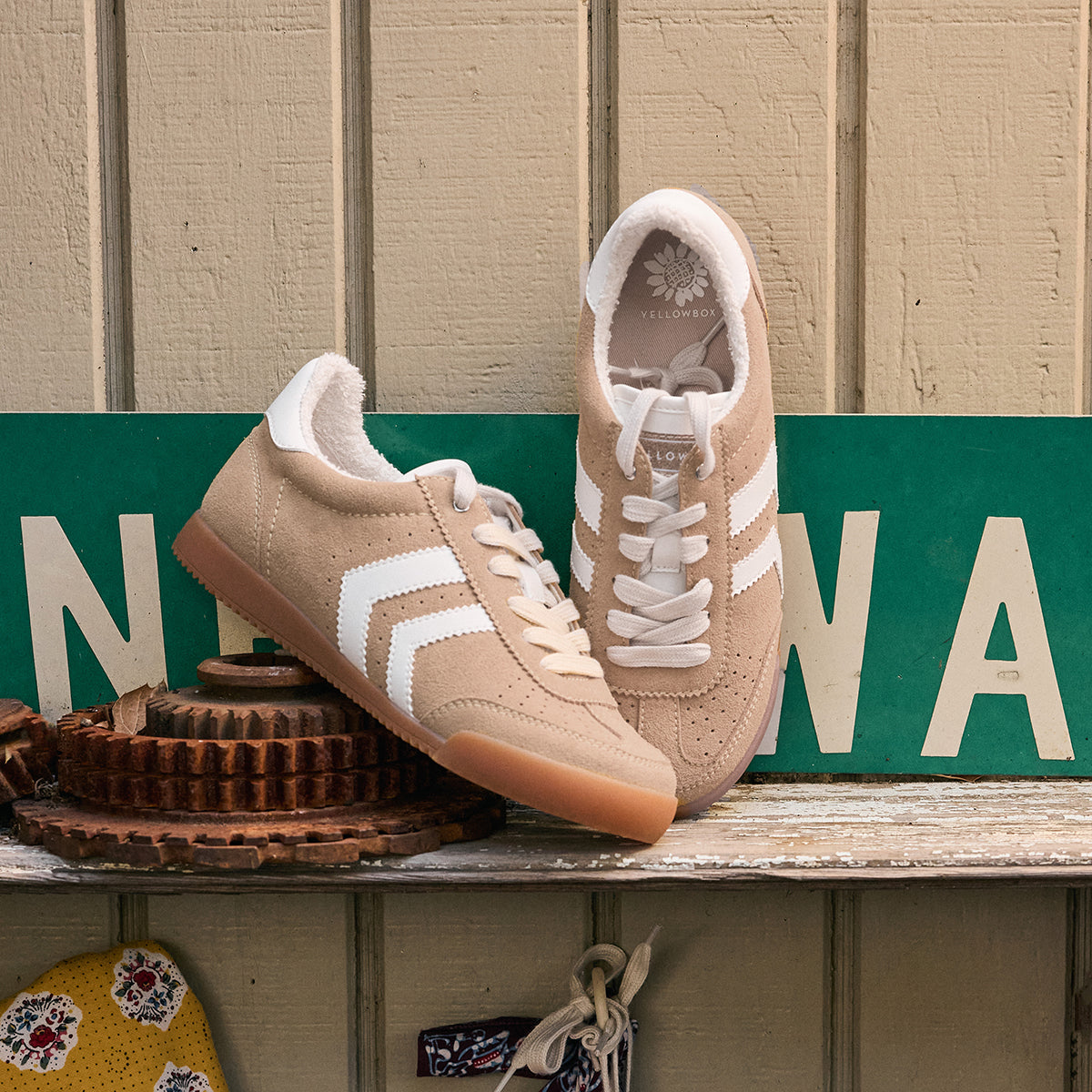 Neevan sand Lace-up Sneaker by Yellowbox