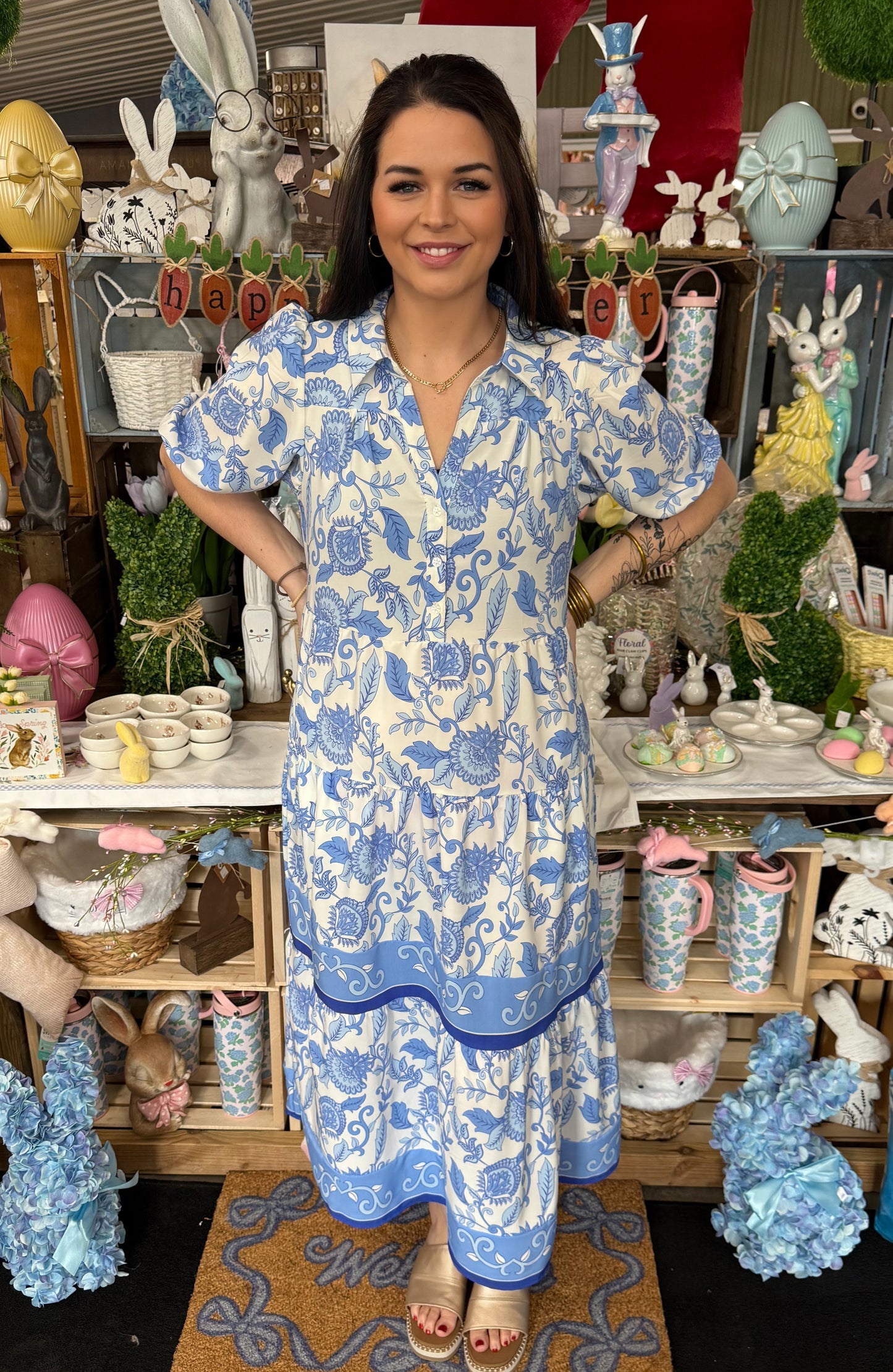 The Eloise Porcelain Vine Dress