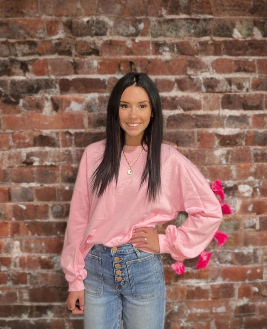 Velvet Bow Pink Sweater