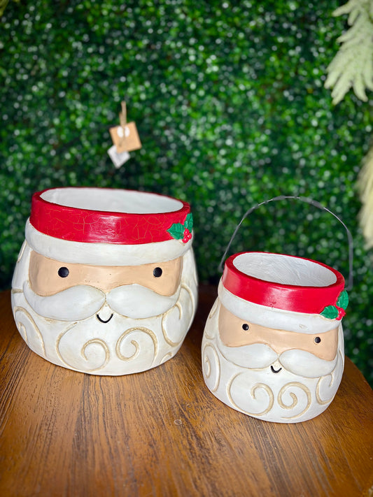 Paper Mache Santa Treat Bucket Small