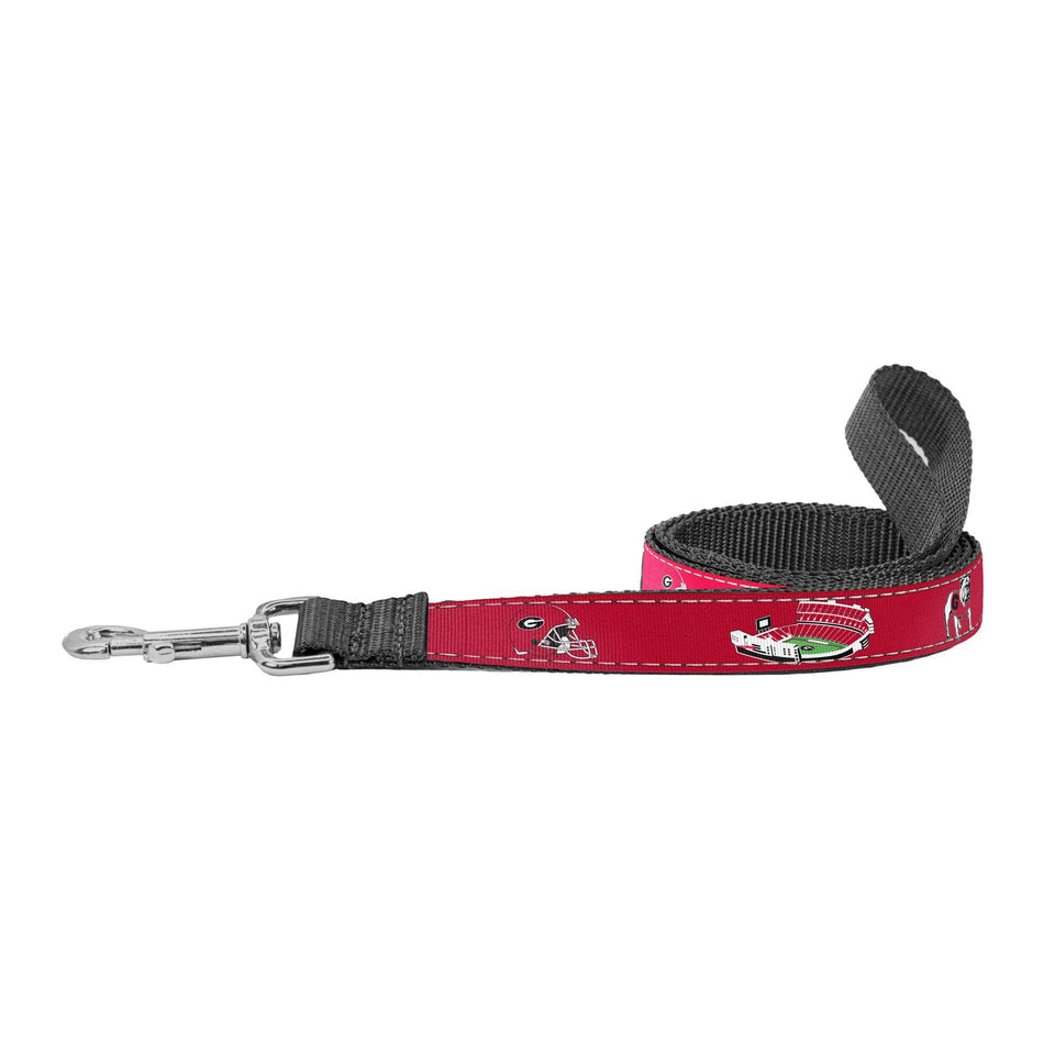 Red UGA Collage Dog Leash 4ft