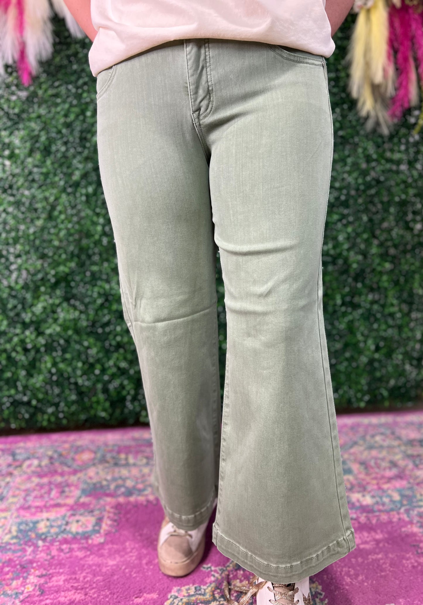 Olive cropped jeans