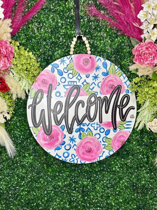 DK Welcome Floral Door Hanger