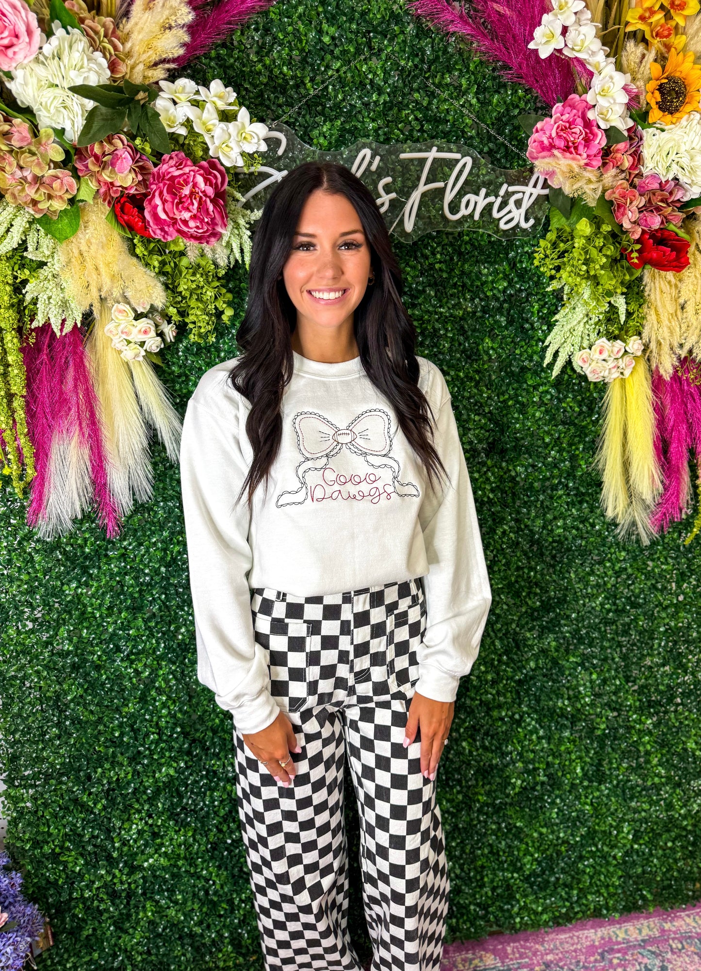 Checkered Denim Jeans