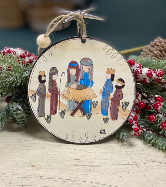 Circle Nativity Ornament