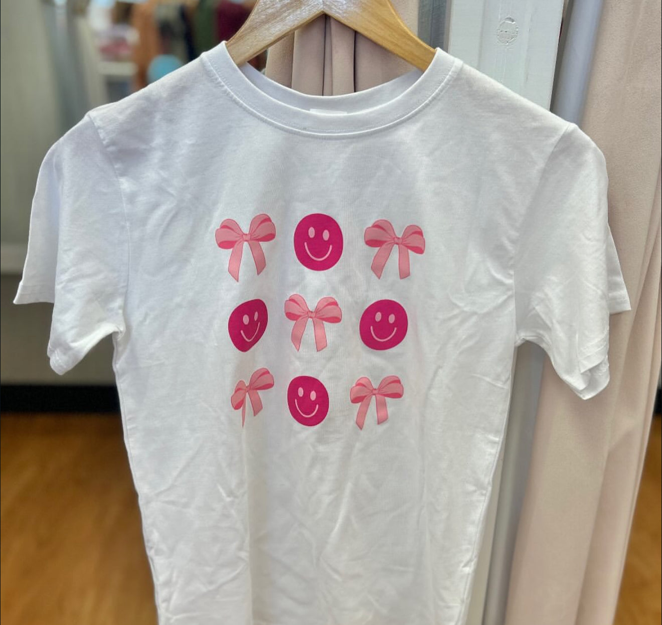 Kids Happy Face And Bows T-Shirt