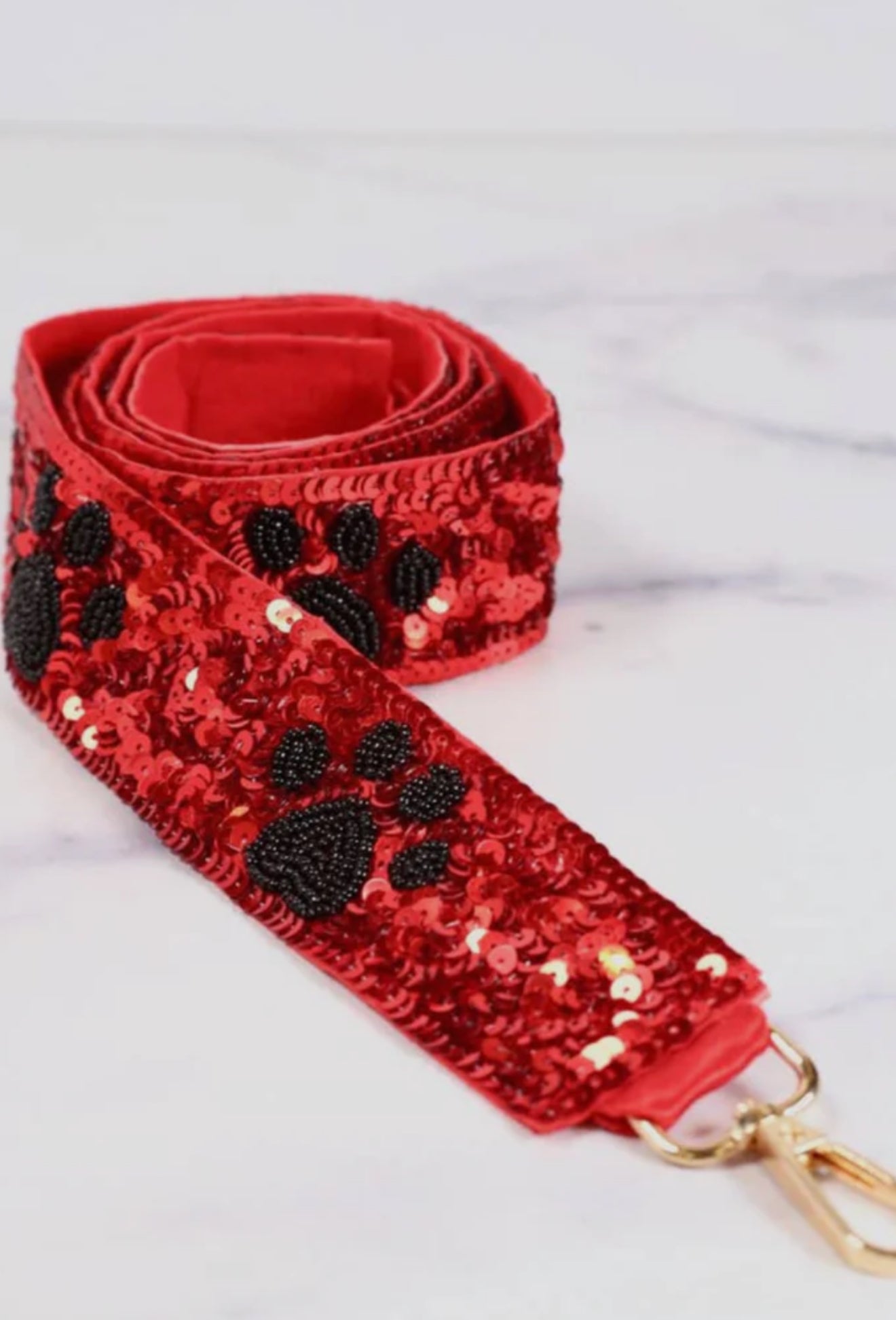 Sequin Paw Print Strap