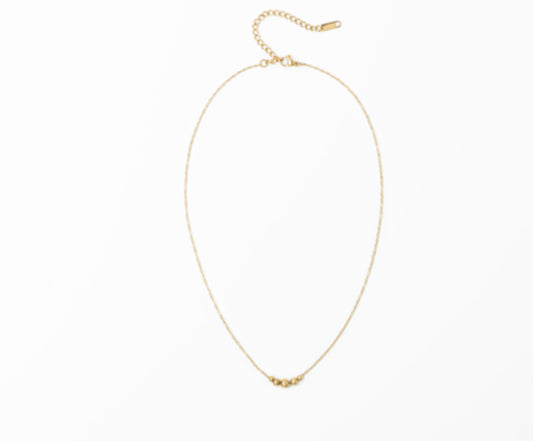Thin gold 5 bead necklace
