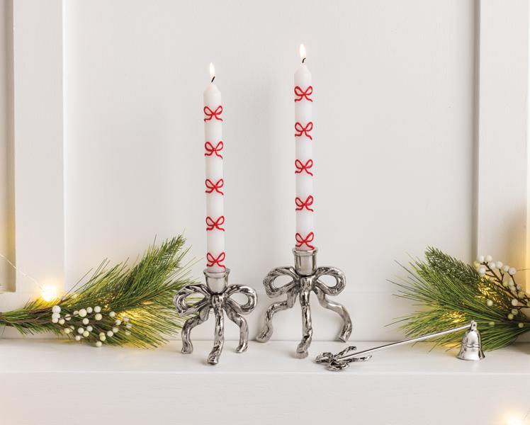 Large Bow Tapered Candle Holder