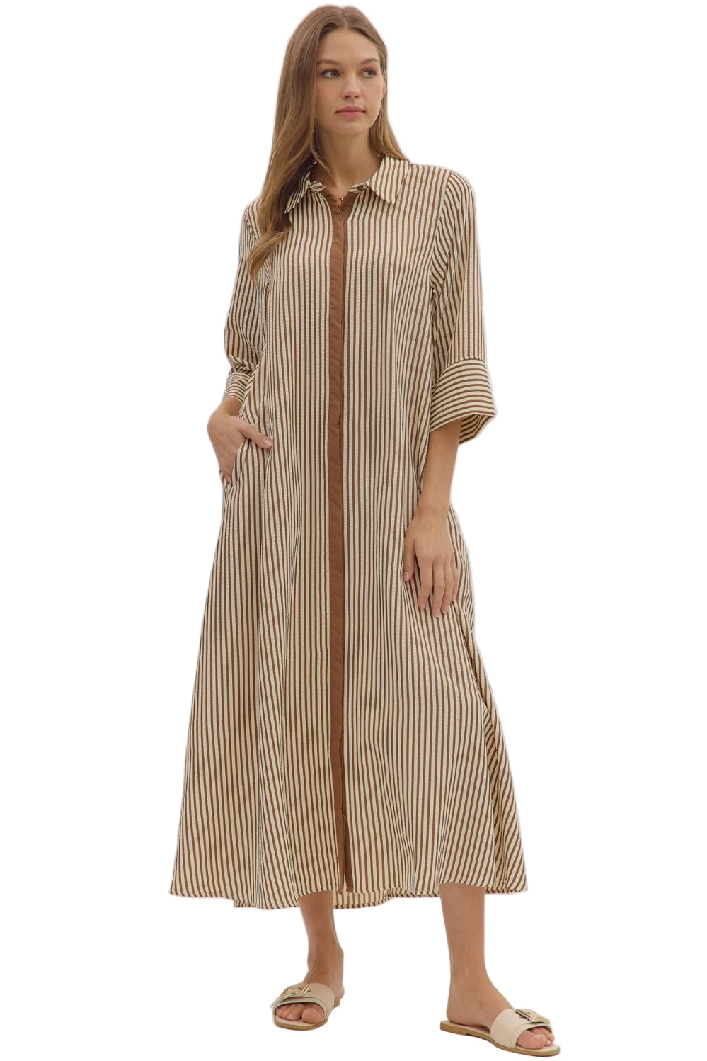 The Mocha Lines Maxi Dress Plus