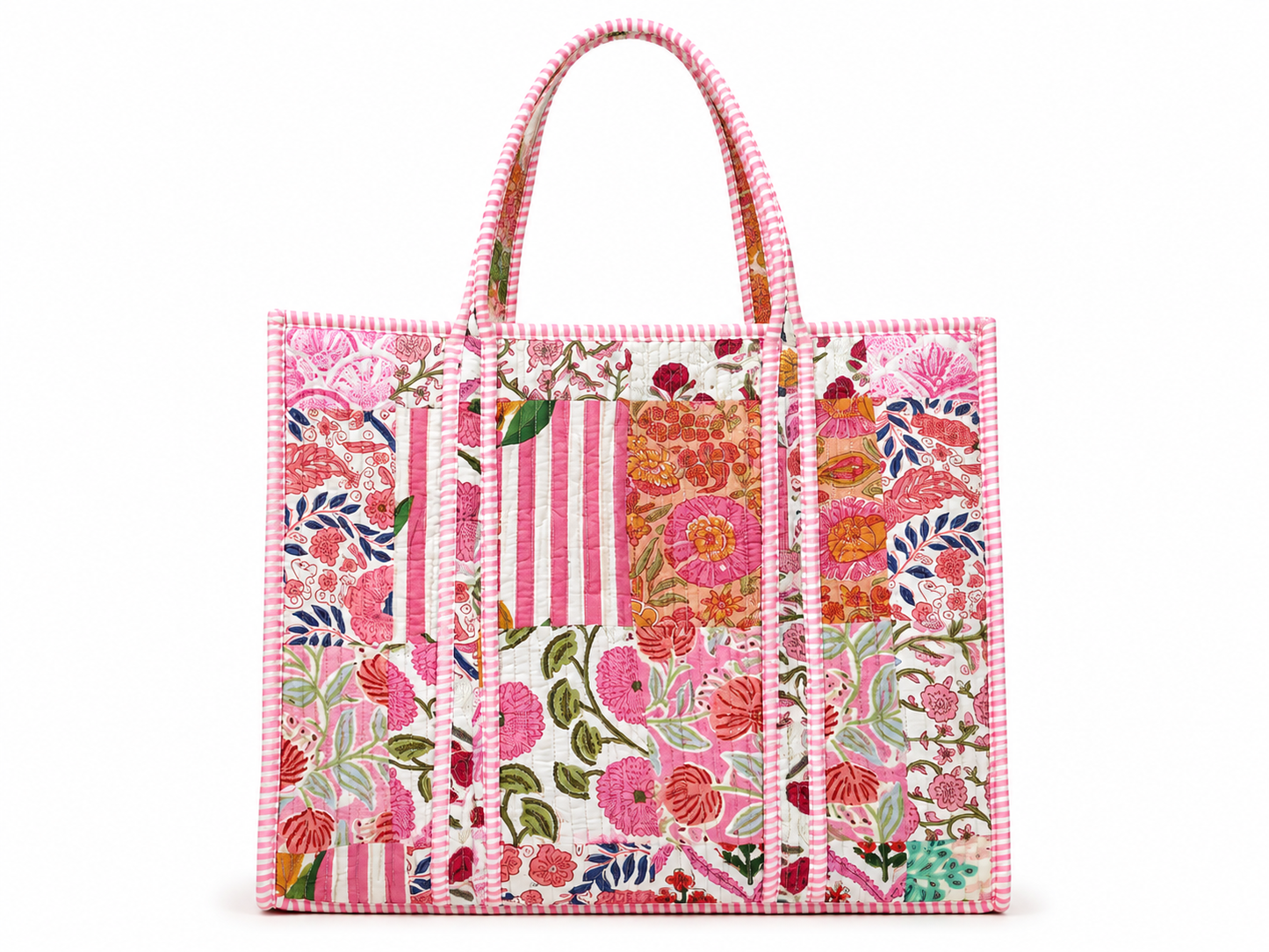 Pink / White Quilted Tote Bag