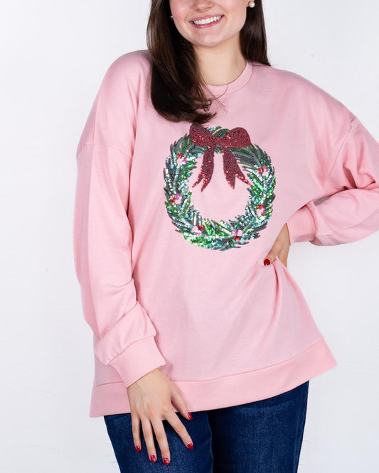 Clara Wreath Sequin Sweatshirt