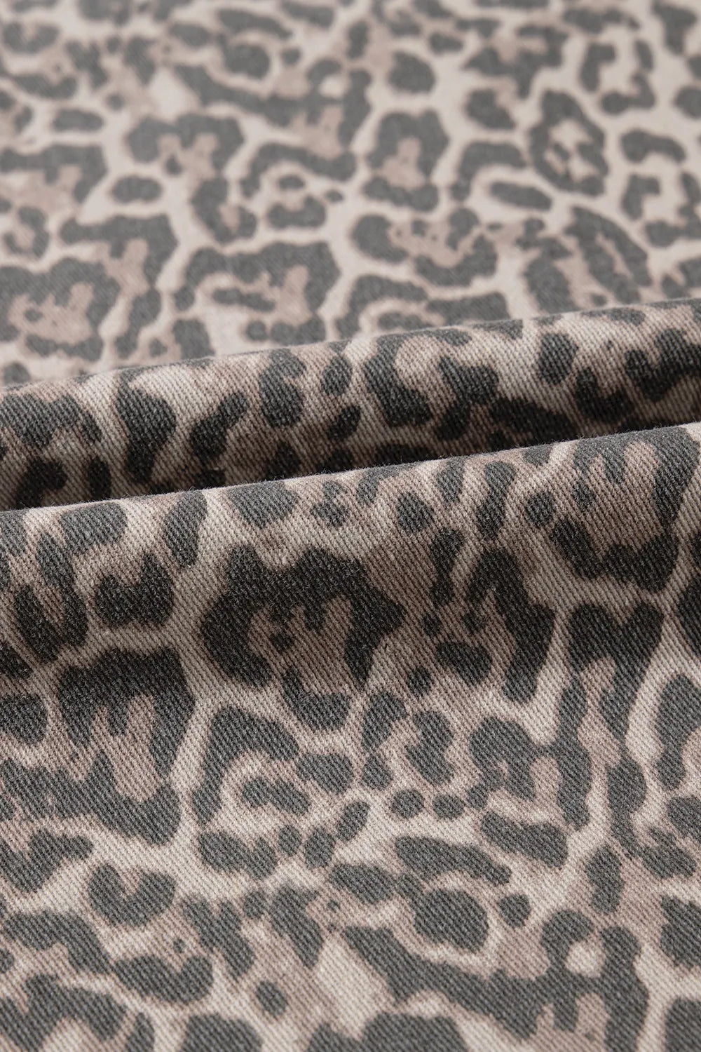 Leopard Frayed Wide Leg Jeans