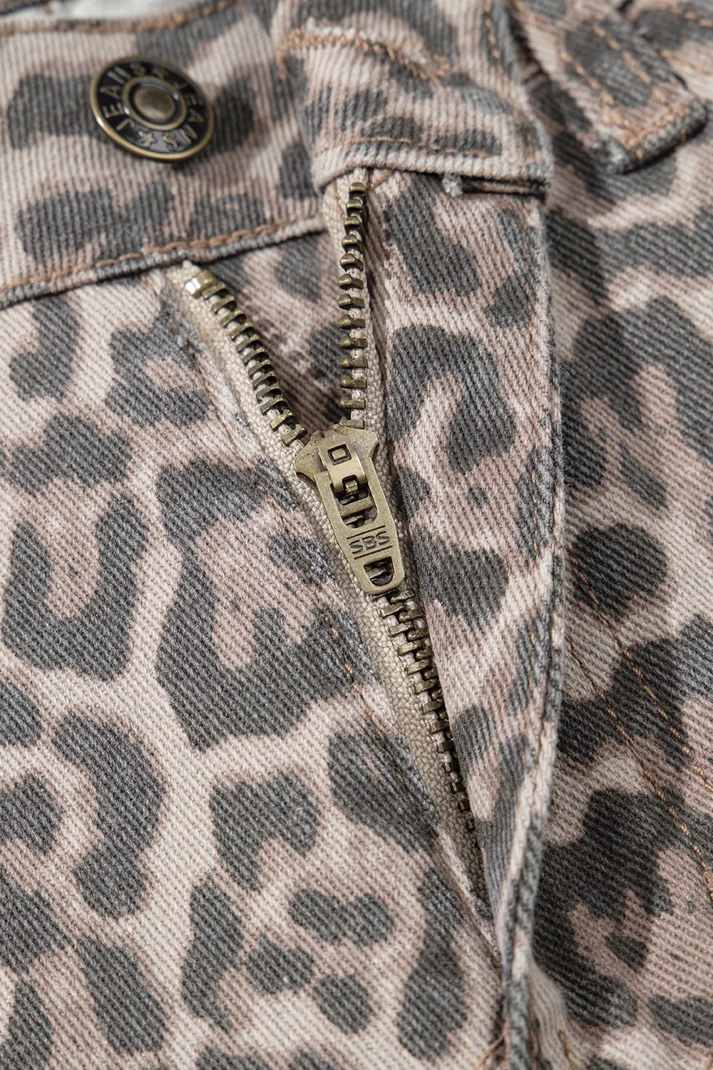 Leopard Frayed Wide Leg Jeans