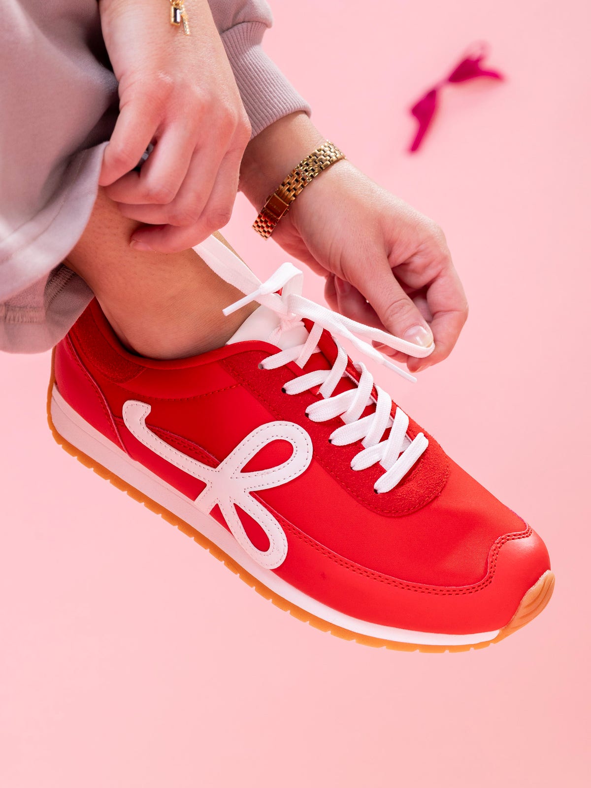 Red Leather Low Top Sneaker