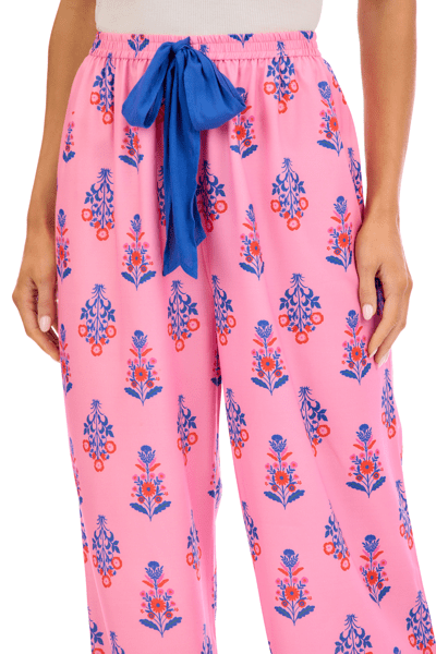 Mudpie PINK FLORAL BLOCK PRINT PAJAMA PANTS