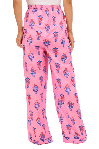 Mudpie PINK FLORAL BLOCK PRINT PAJAMA PANTS