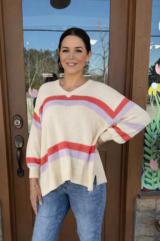 White Mudpie striped sweater