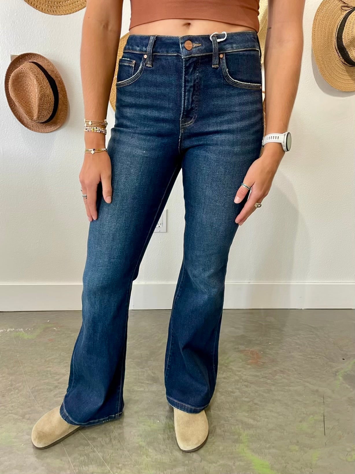 Risen low rise flare Jeans