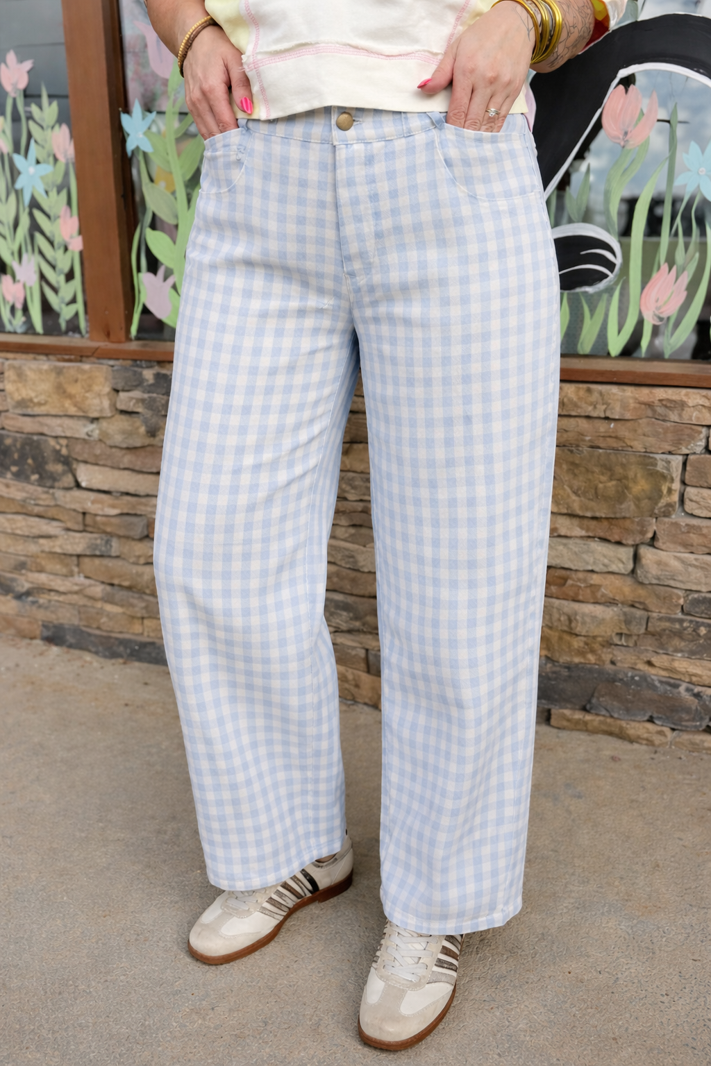 Gingham Barrel Pants