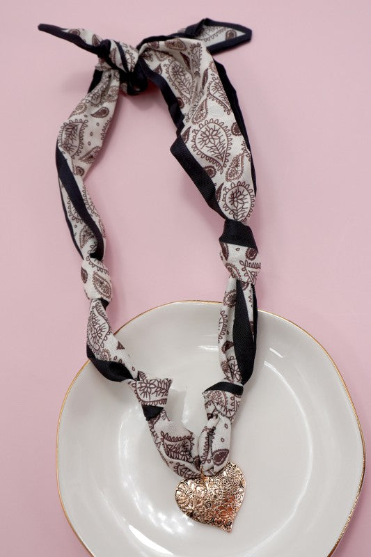 Heart/paisley Scarf Necklace