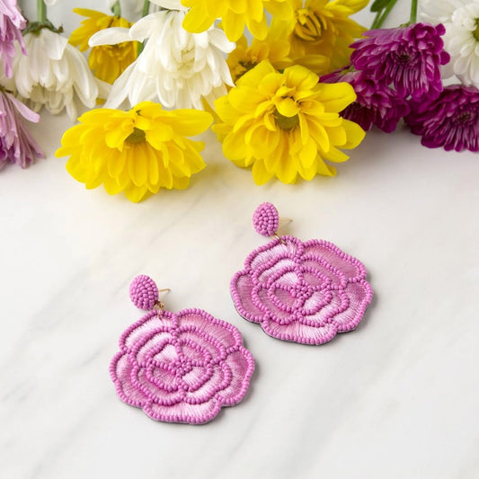 Purple Flower Earrings