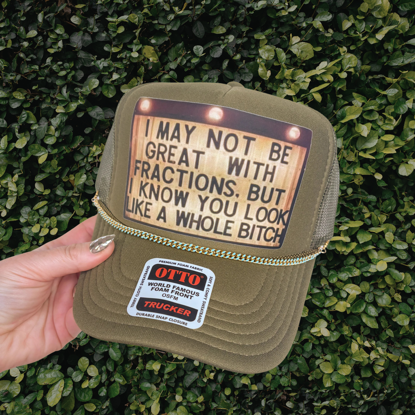 A whole B!t%h trucker hat with chain