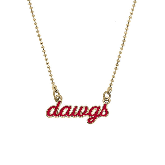 Dawgs script gold necklace