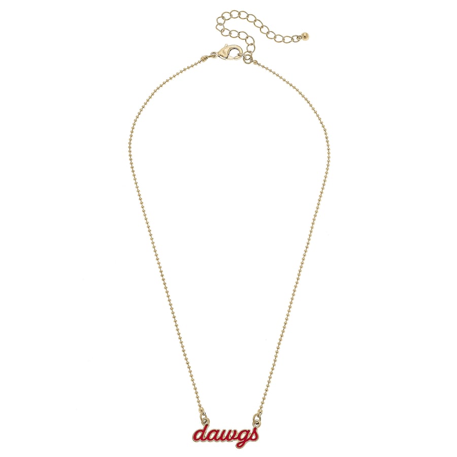 Dawgs script gold necklace