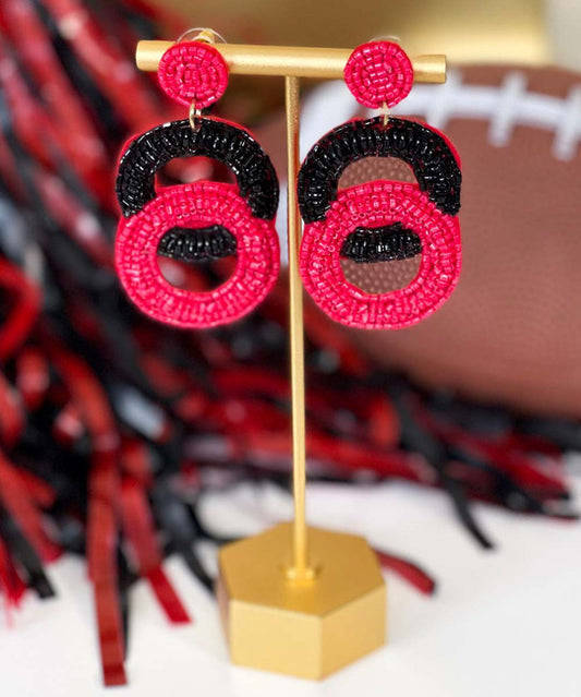 Red & Black Beaded Earrings