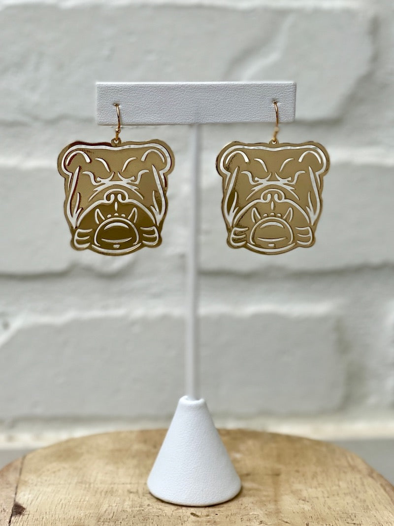 Gold Plated Bulldog Earrings