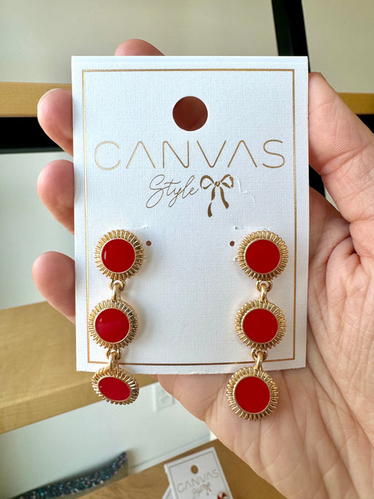 Canvas Red Dangling Earrings