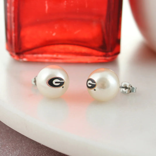 Georgia Logo Pearl Studs