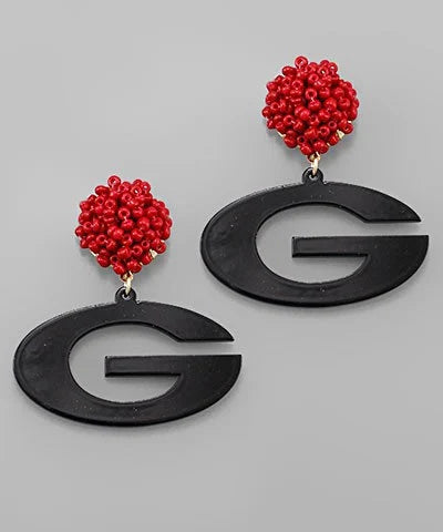 Red & Black Beaded Georgia Earrings