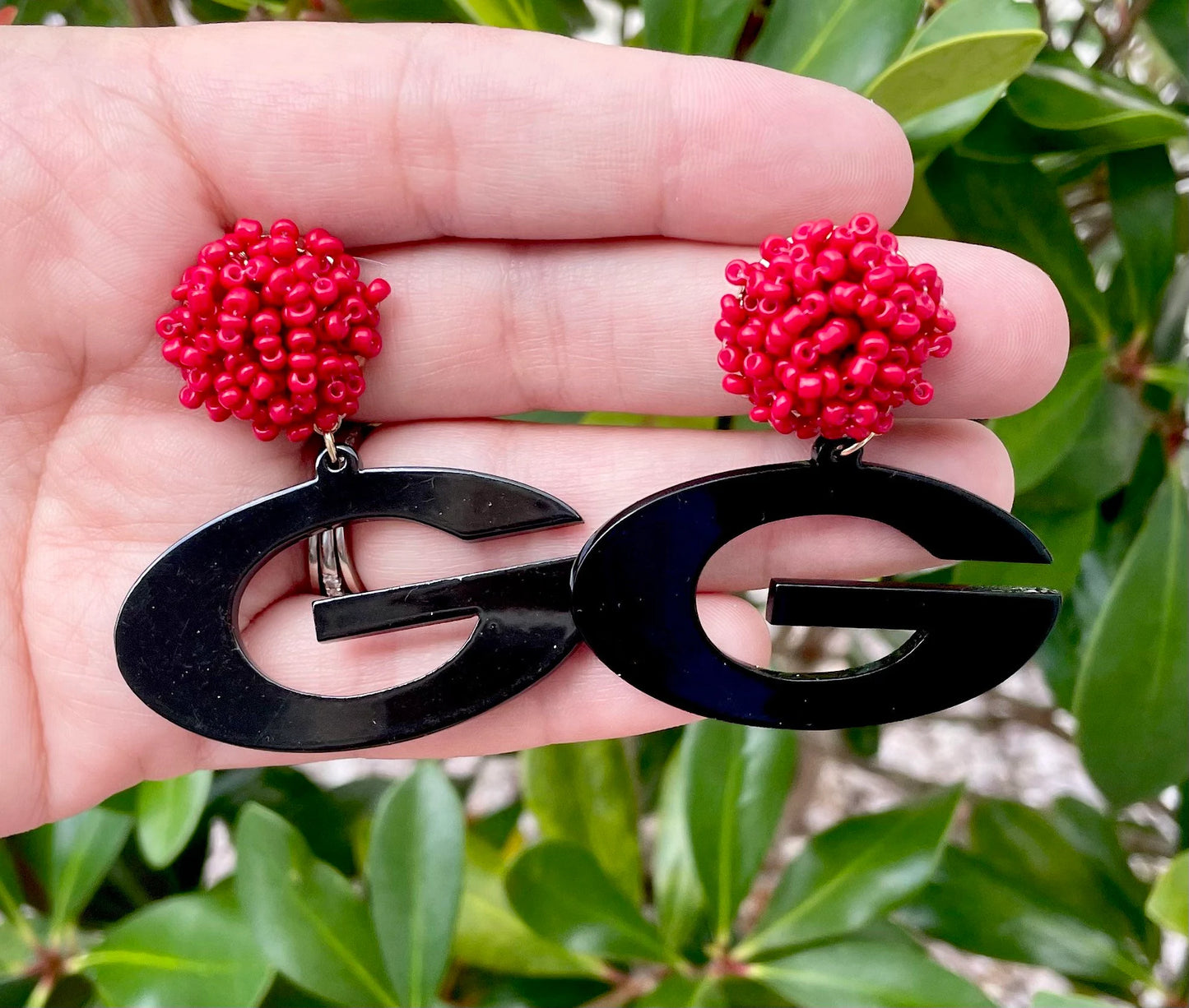 Red & Black Beaded Georgia Earrings