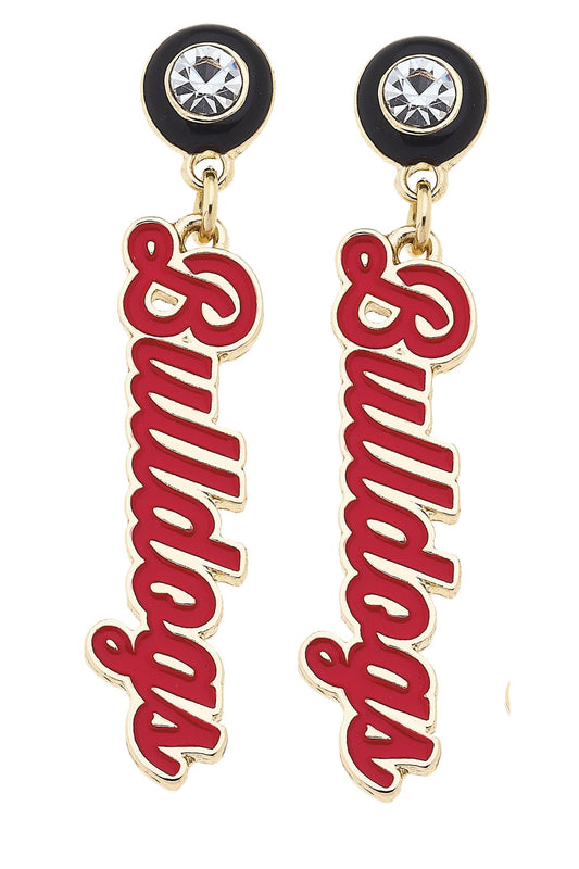 Canvas Red & Black Bulldog Earrings