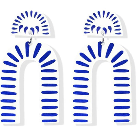 Blue & White Acrylic Earrings