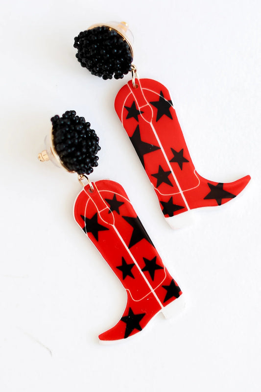 Red & Black Boots Earrings