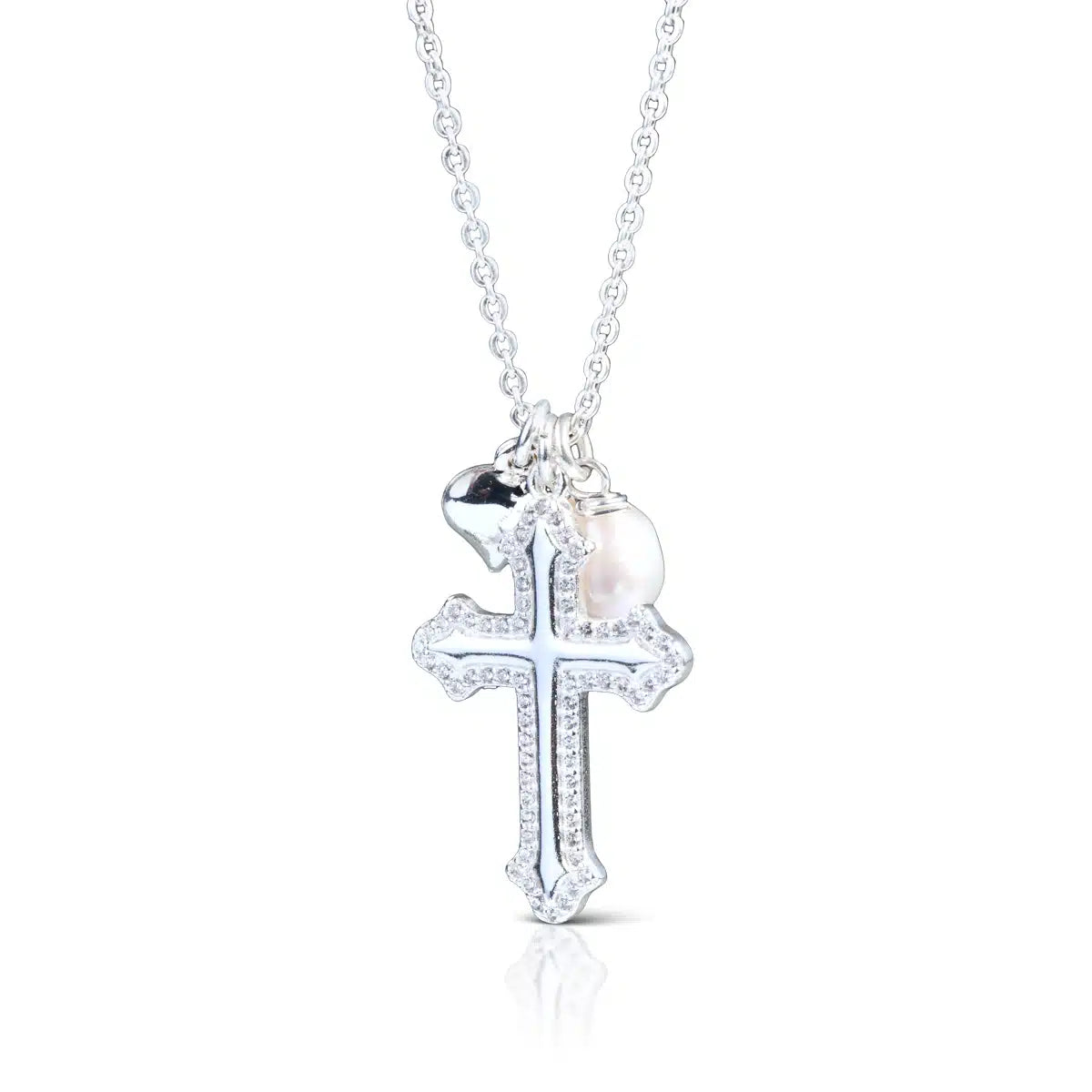 Amanda Blu Silver Cross & Charm Necklace