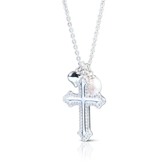 Amanda Blu Silver Cross & Charm Necklace