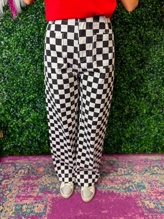Checkered Denim Jeans