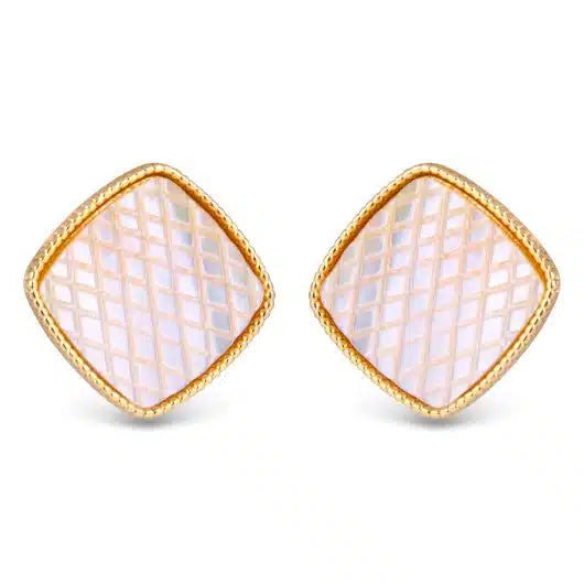 Amanda Blu mother of pearl etched square Earrings
