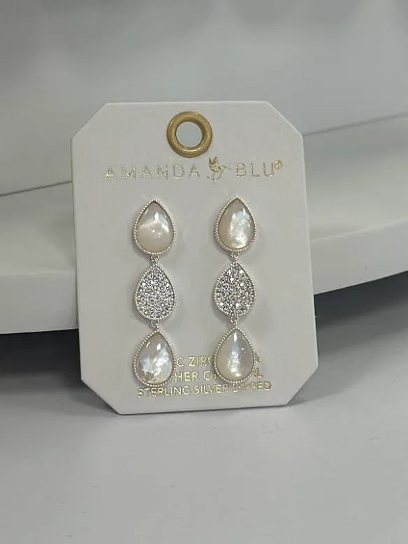 Amanda Blu mother of pearl triple drop Earrings