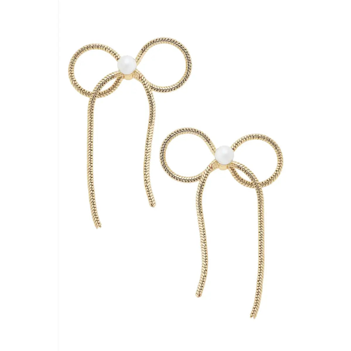 CANVAS Bow Earrings w/ Pearl