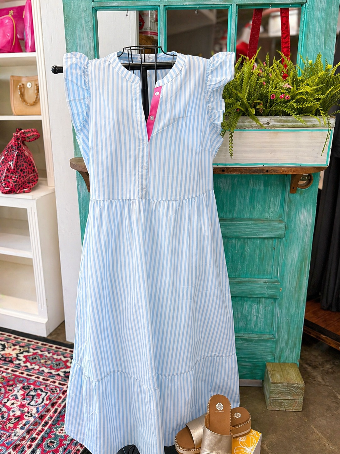 Riley Flutter Pin Striped Dress